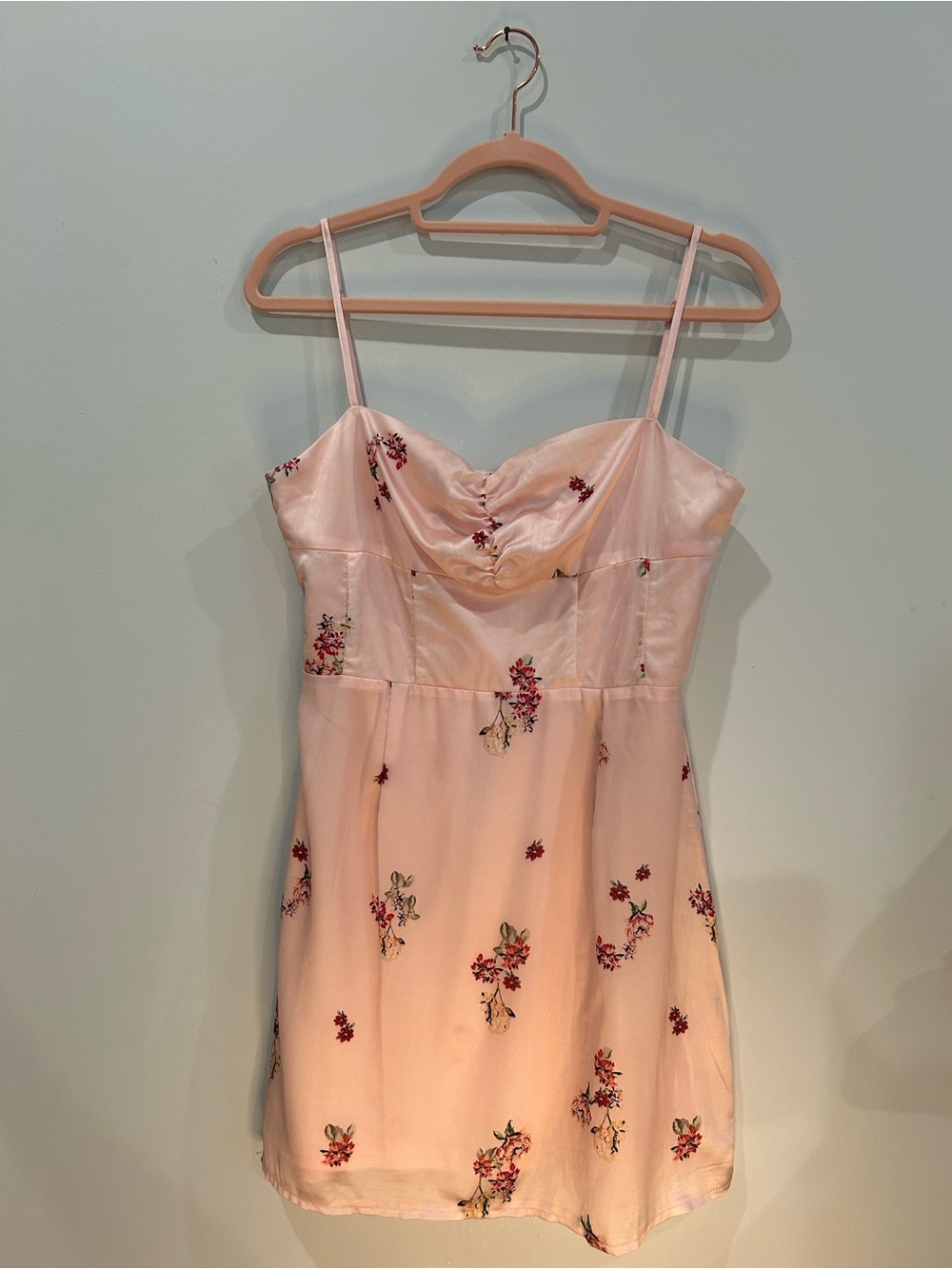 Princess Polly Pink Satin Mini Dress with Floral Detail